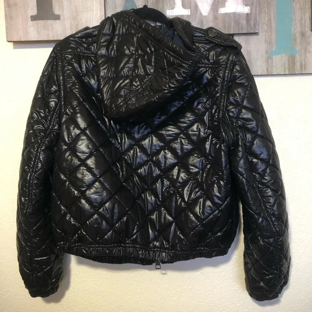 Burberry Womens Quilted Black Moto Jacket, size 12